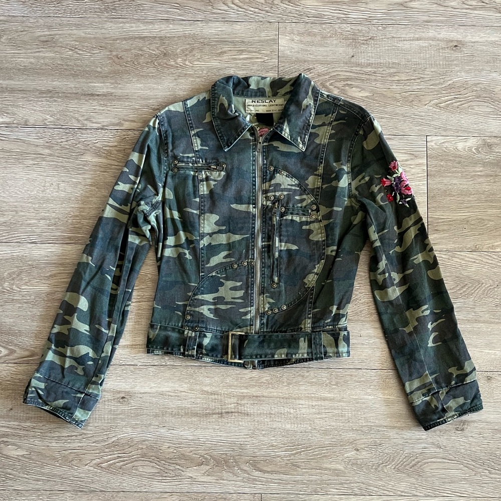 Neslay Camo Jacket with Floral Embroidery